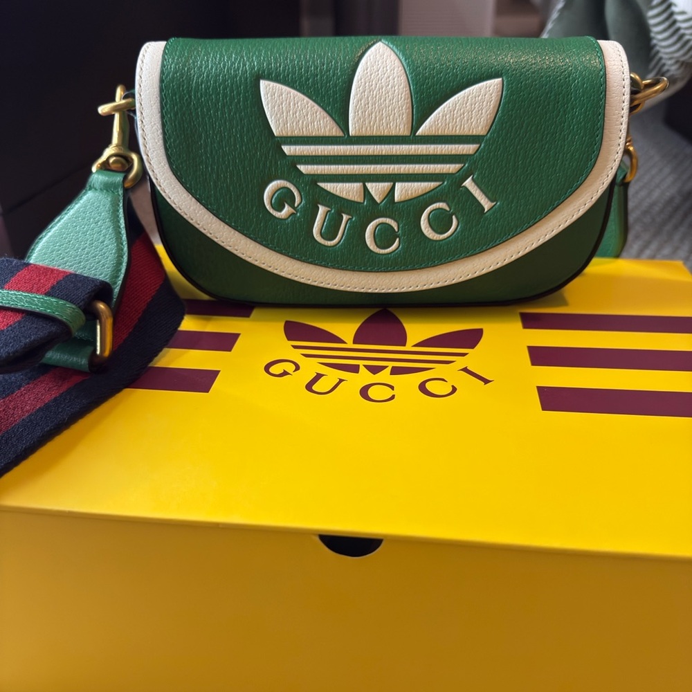 Gucci x Adidas Green and White Crossbody Bag